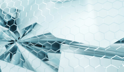 Abstract background hexagons design. science cosmetic technology. concept skin care cosmetics solution. 3d rendering.	