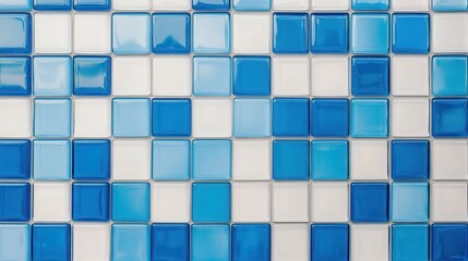 Poster - Blue and White Glass Tile Mosaic Background Texture