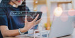 © Have a nice day  - Online users with computer tablet typing using ChatGPT asking questions on business plans and investing creative ideas, AI chat chatting learning on information gathering, and internet data technology