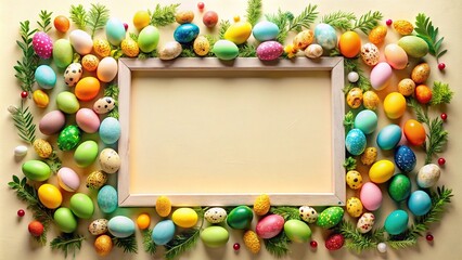 silhouette easter celebration frame with festive decorations