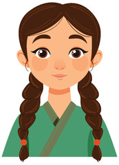 Sticker - Young Girl with Braided Hair