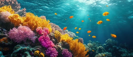 Poster - Underwater Scene with Vibrant Coral Reef and Fish