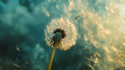 Sticker - Dandelion Seeds Dispersing in the Wind