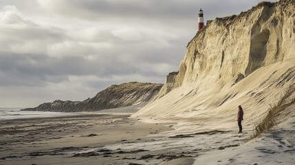 Lighthouse engulfed by sand on Denmark's North Sea coast near Løstrup Klint