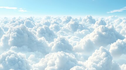 Poster - White Fluffy Clouds In Blue Sky Aerial View