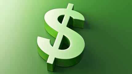 3D green dollar sign symbol on a smooth gradient background