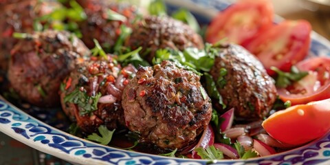 Canvas Print - Close-up view of a beef kofta dish