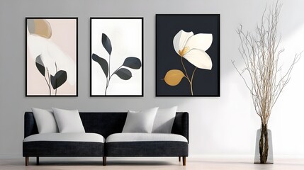 Wall Mural - Modern Minimalist Floral Prints, Contemporary Floral Wall Art 