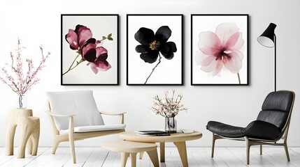 Wall Mural - Modern Minimalist Floral Prints, Contemporary Floral Wall Art 