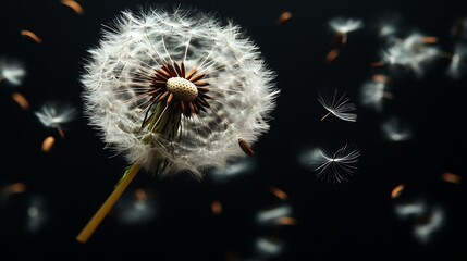 Wall Mural - Dandelion Seeds Dispersing in the Wind