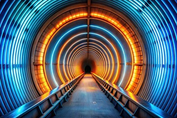 Wall Mural - Spiral tunnel with blue and orange glow