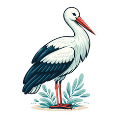 Cute Stork Vector Cartoon illustration