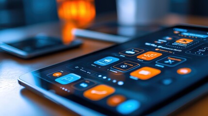 Smart Home Control App on Tablet Device