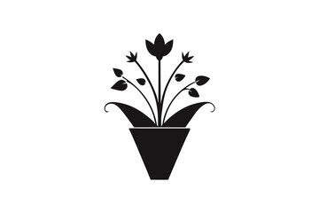 Wall Mural - A minimalist logo for Florist company, silhouette black, vector illustration