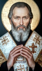 Sacred icon: A portrait of Saint Josaphat, capturing the revered image of this martyr and bishop, symbolizing faith and devotion, that reflect the spiritual significance of his life and legacy.