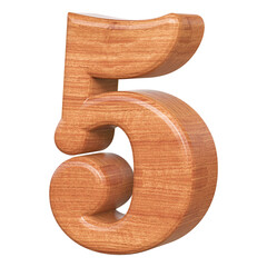 Wooden 3D Number 5