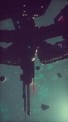 Wall Mural - unidentified alien spaceship flying in space