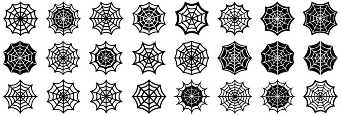 Wall Mural - Spider web icons. Set of spider web. Halloween cobweb. Scary elements for decoration. Vector illustration.