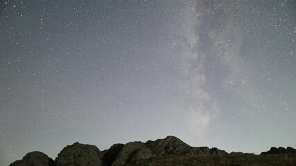 Poster - perseid meteor shower with streaks of colorful lights flashing. timelapse