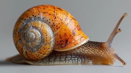 Slow and Steady: Close-up of a Snail on a White Background