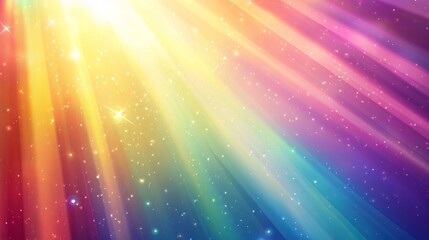 Wall Mural - A colorful rainbow effect shines through a prism, creating sparkling diamond-like flares. This is a vector background with a shimmering, sun-like glow.