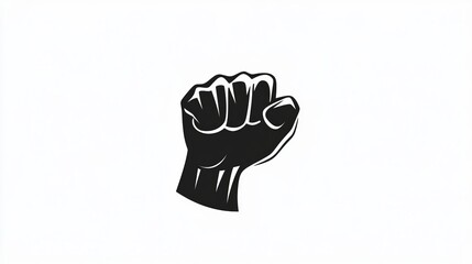 A simple black and white logo of a fist, against a white background.