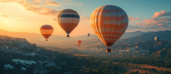 Canvas Print - Hot Air Balloons Soaring Over Cappadocia at Sunset