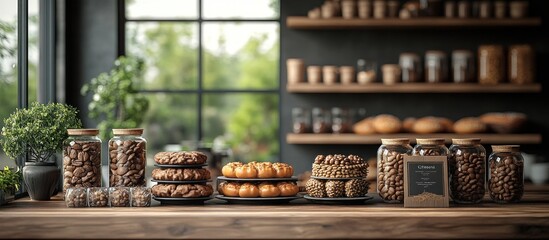 Sticker - Gourmet Coffee Beans and Pastries in a Cozy Cafe