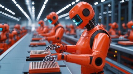Poster - Robotic Assembly Line Workers.