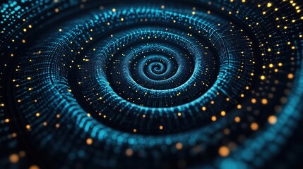 Poster - Abstract Blue and Gold Spiral Background.