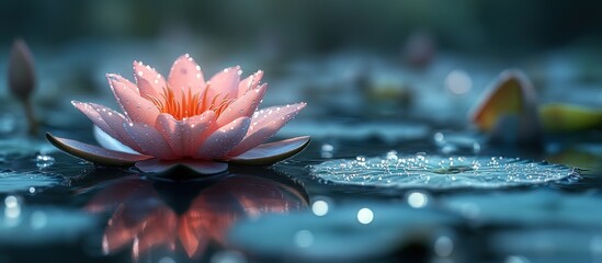 Sticker - pink water lily in bloom