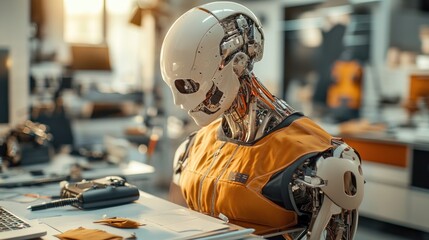 Poster - Futuristic Robot Working on a Project.
