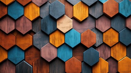 Poster - Abstract Wooden Hexagon Pattern.