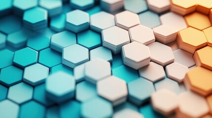 Aufkleber - Abstract Hexagon Pattern in Blue, White, and Orange.