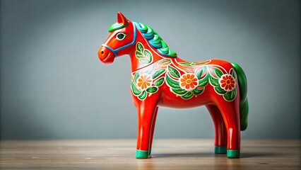 Wall Mural - Swedish wooden dala horse figurines