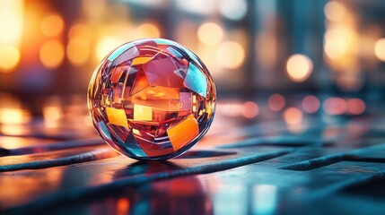 Poster - Abstract Glass Sphere with Colorful Reflections.
