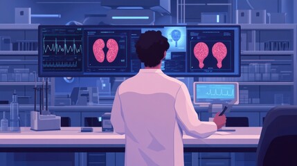 Poster - Scientist working in a laboratory.