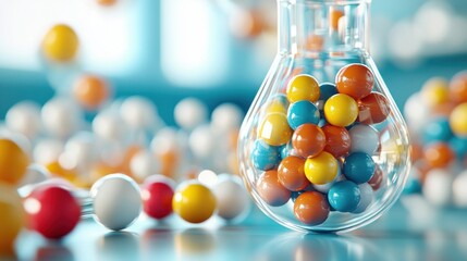 Aufkleber - Colorful Spheres in Glass Flask.