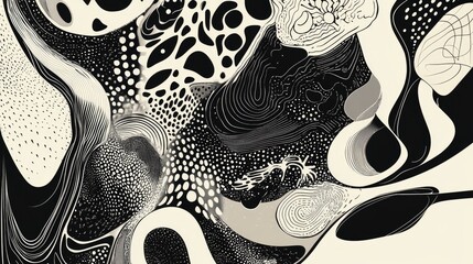 Line art illustration featuring a modern background template with abstract patterns and designs