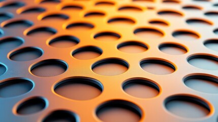 Fototapete - Abstract Metal Grid Pattern with Orange Gradient.