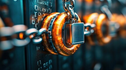 Poster - Secure Data Server with Padlock and Chain.