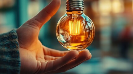 Aufkleber - Hand Holding a Lightbulb.