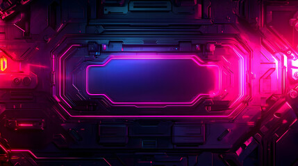 Wall Mural - Futuristic abstract background with neon lights and circuit-like patterns.