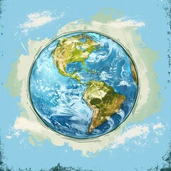 Wall Mural - Hand drawn world ozone day background