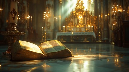 Open Bible on altar