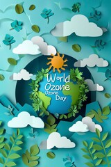 Wall Mural -  Ozone day posterdesign with paper cut