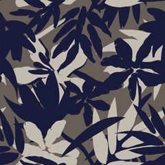 Wall Mural - Neutral Colour Abstract Floral Seamless Pattern Design