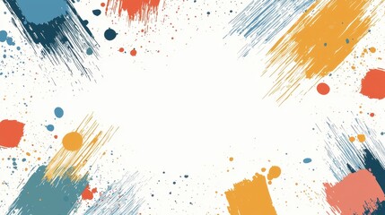 Poster - Abstract colorful paint splashes and brushstrokes on white background