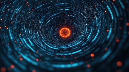 Aufkleber - Abstract Digital Tunnel with Glowing Lights.