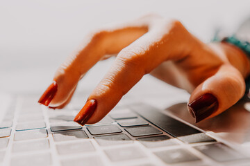 Hand Keyboard Typing, Closeup, Digital Communication